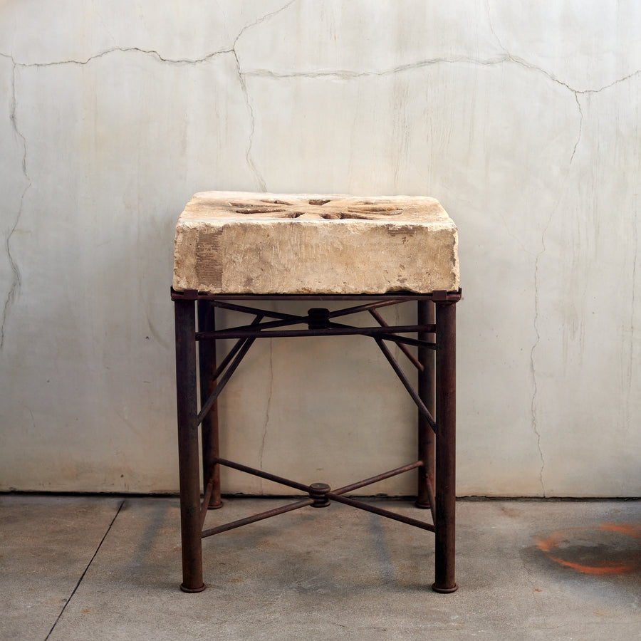 CARVED SANDSTONE WINDOW GRILL TABLE