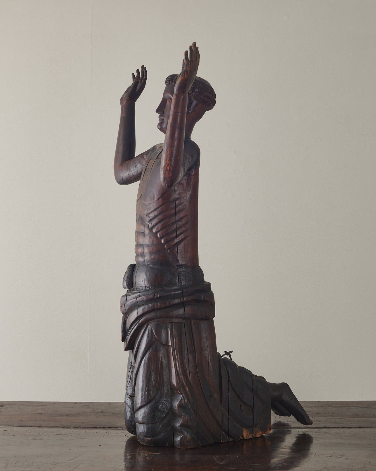 CARVED WOOD ST FRANCIS RECEIVING THE STIGMATA