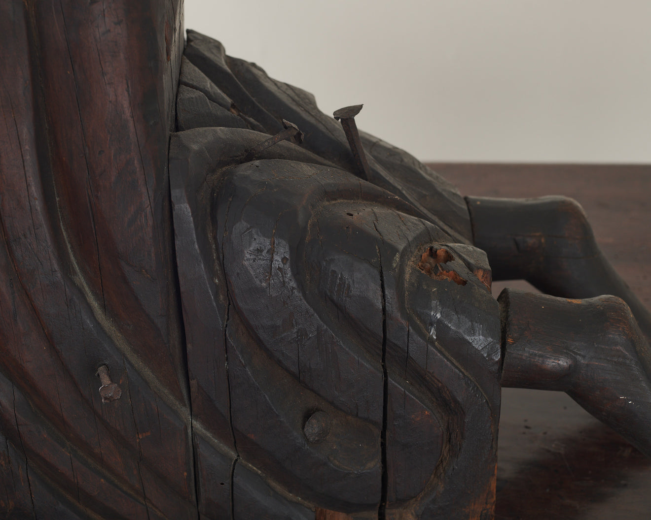 CARVED WOOD ST FRANCIS RECEIVING THE STIGMATA