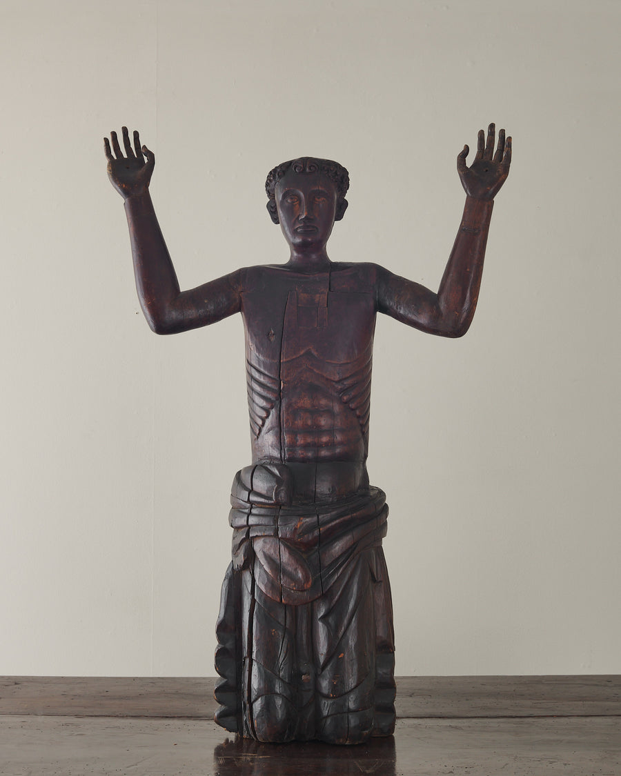 CARVED WOOD  ST FRANCIS RECEIVING THE STIGMATA