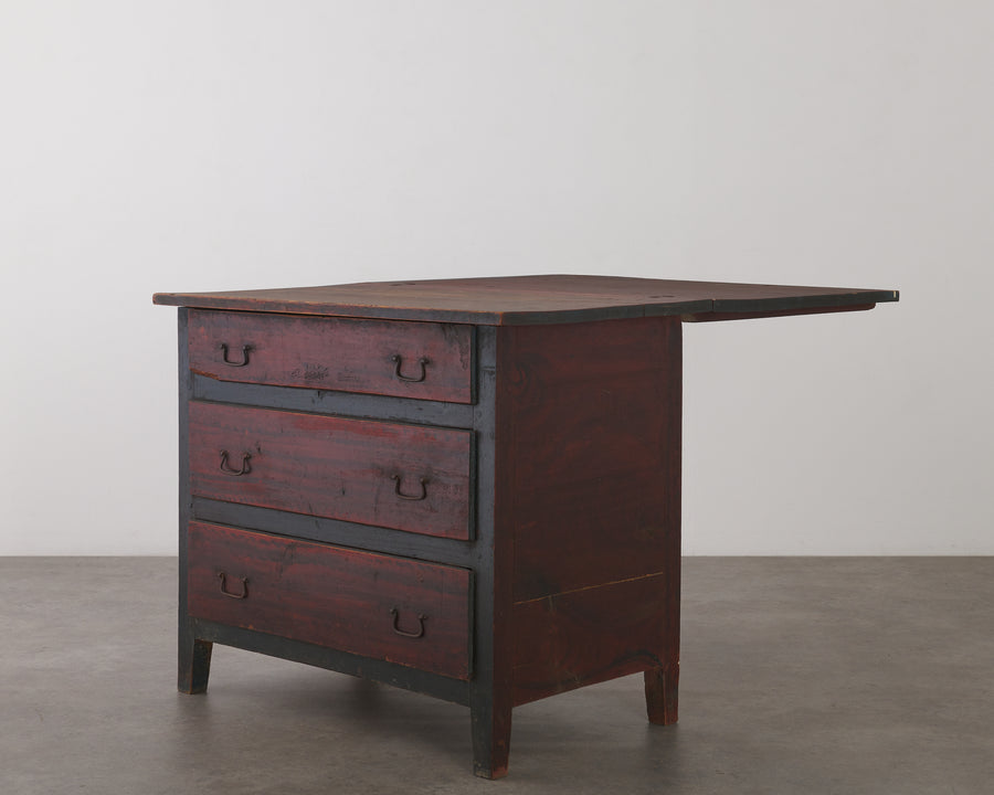 FAUX GRAIN PAINTED CHEST WITH TABLE, SWEDISH C1850