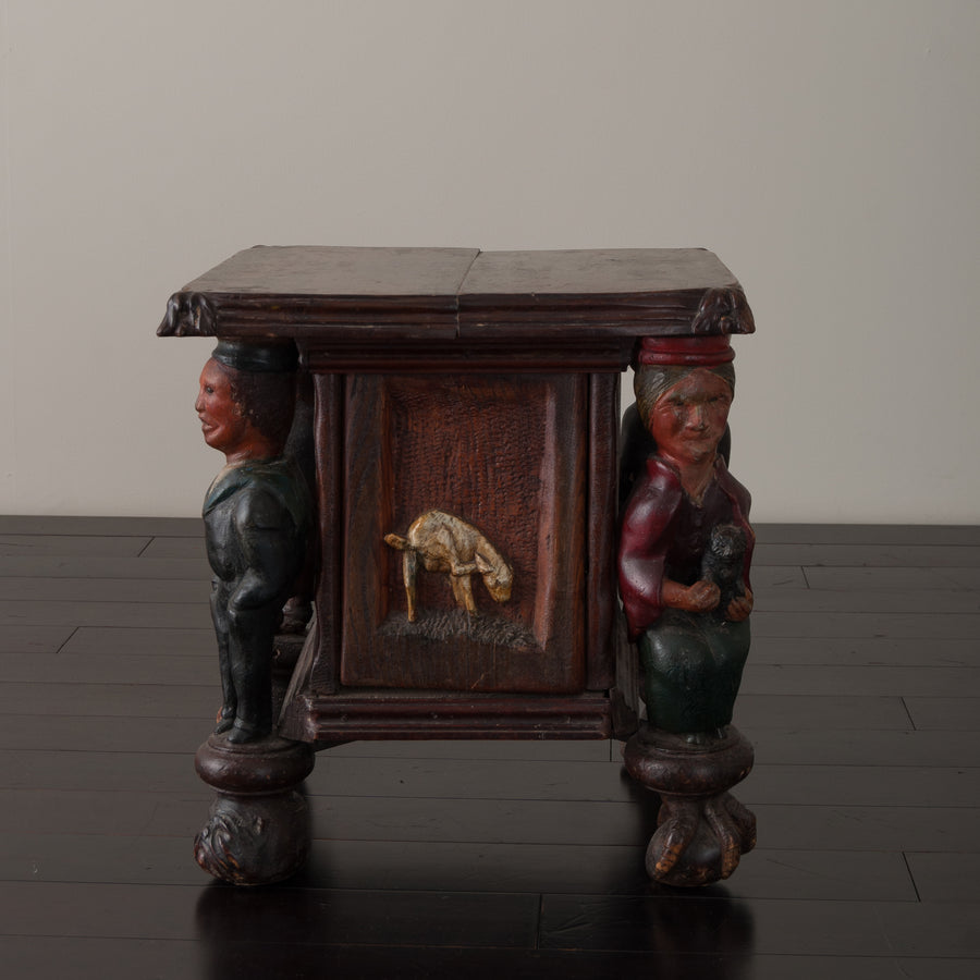 WHIMSICAL FOLK ART FIGURED CABINET