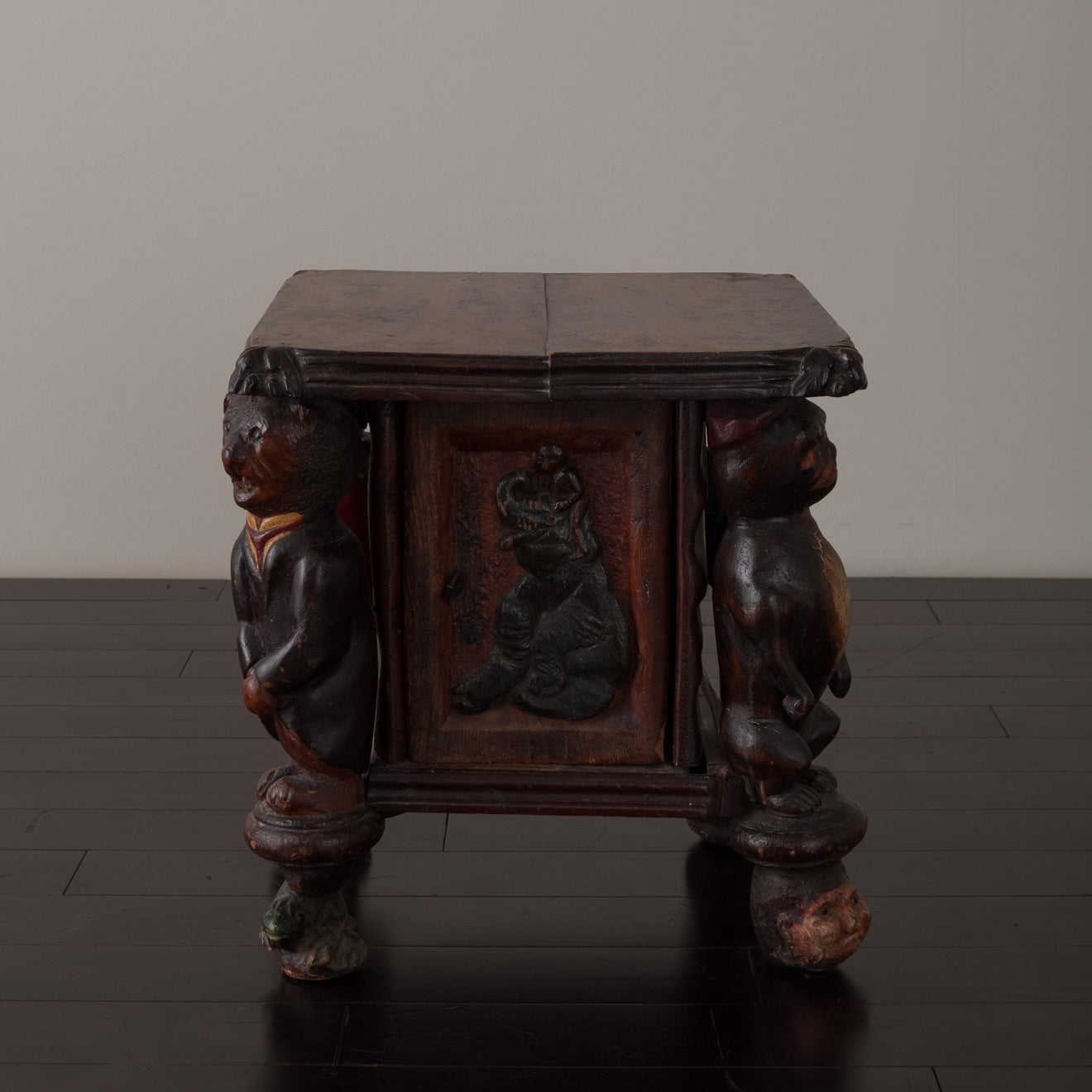 WHIMSICAL FOLK ART FIGURED CABINET