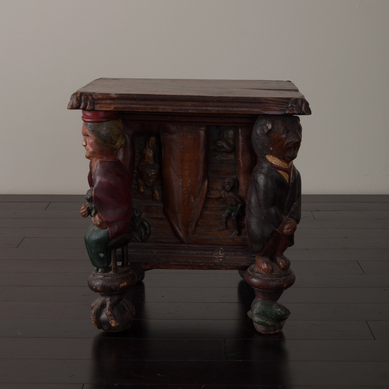 WHIMSICAL FOLK ART FIGURED CABINET
