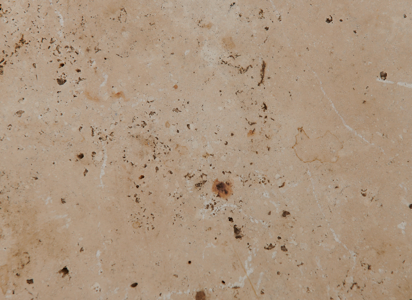 FRENCH IRON AND TRAVERTINE SIDE TABLE