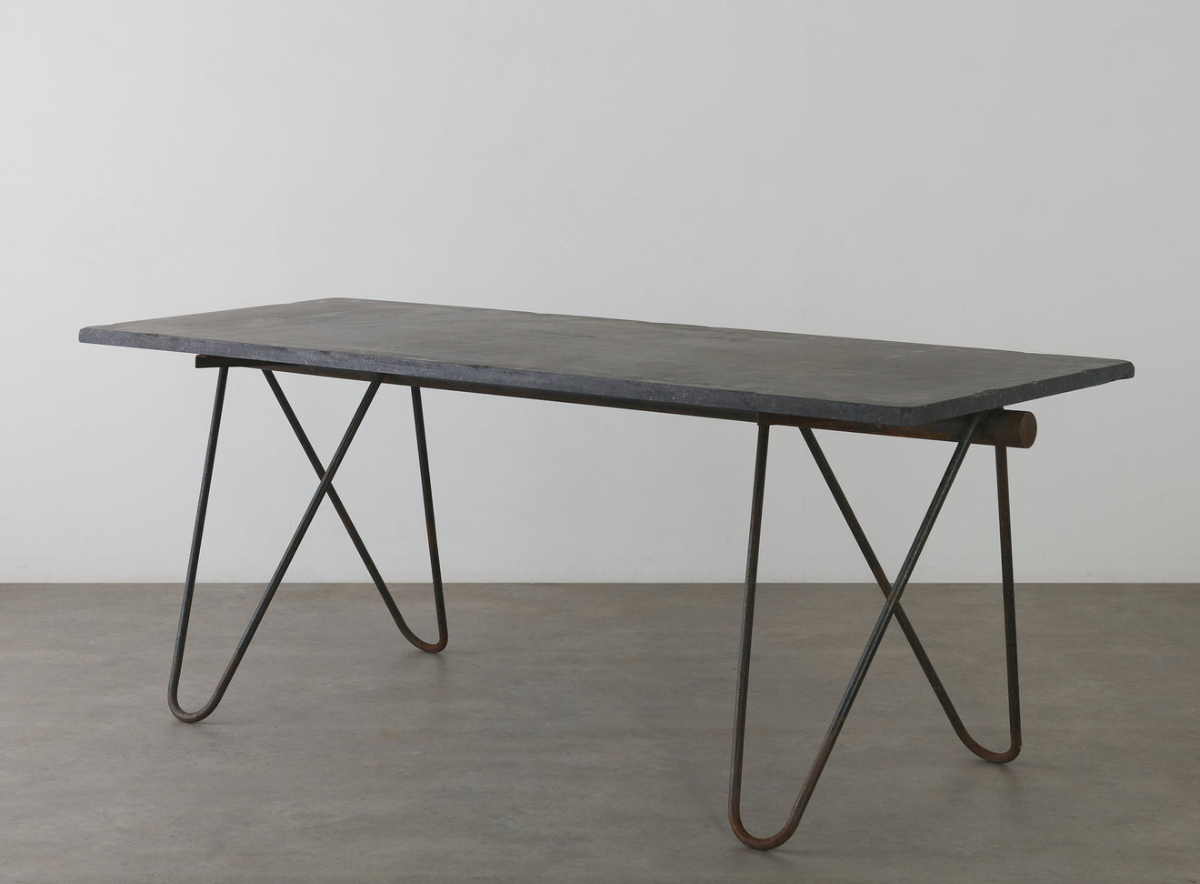 FRENCH MARBLE TOP TABLE IN THE MANNER OF JEAN PROUVÈ