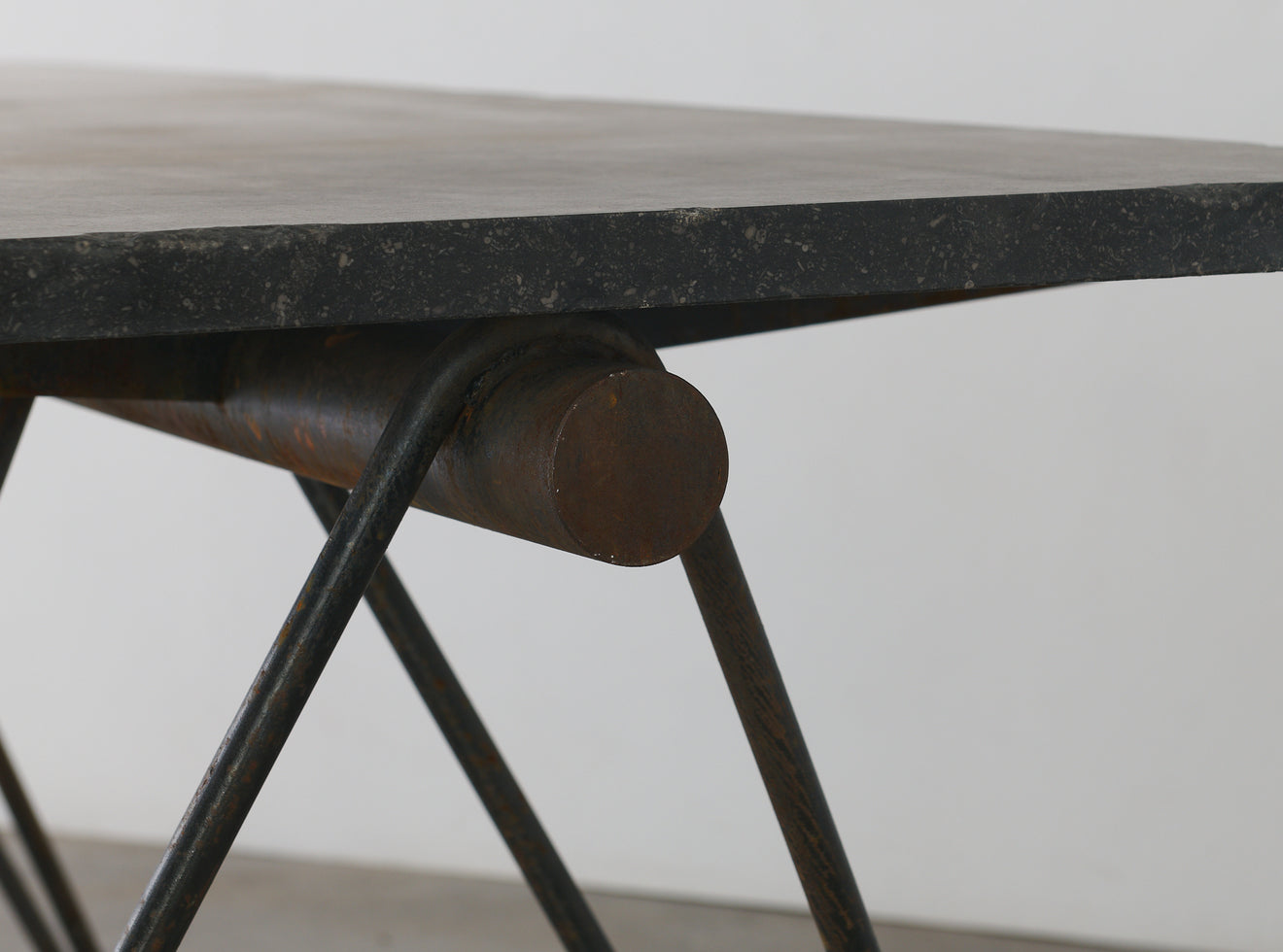 FRENCH MARBLE TOP TABLE IN THE MANNER OF JEAN PROUVÈ