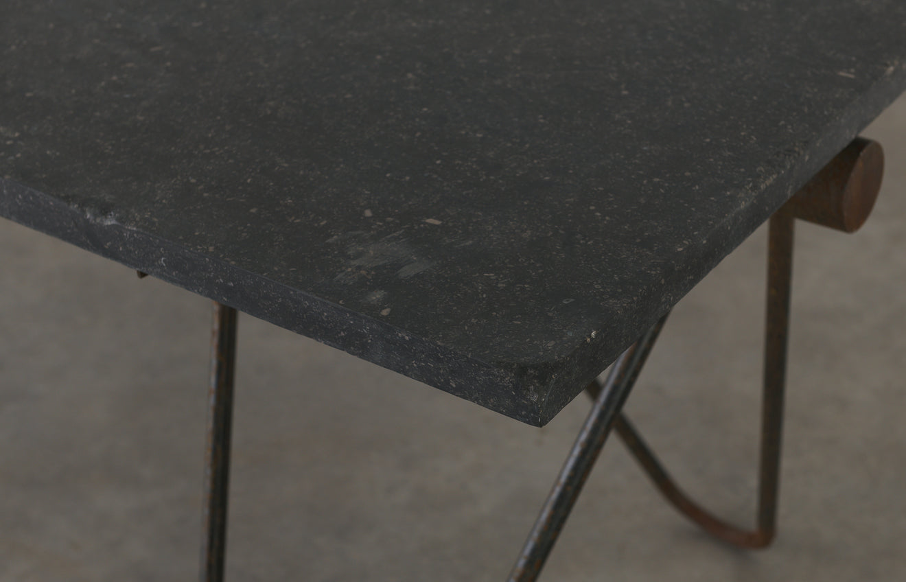 FRENCH MARBLE TOP TABLE IN THE MANNER OF JEAN PROUVÈ