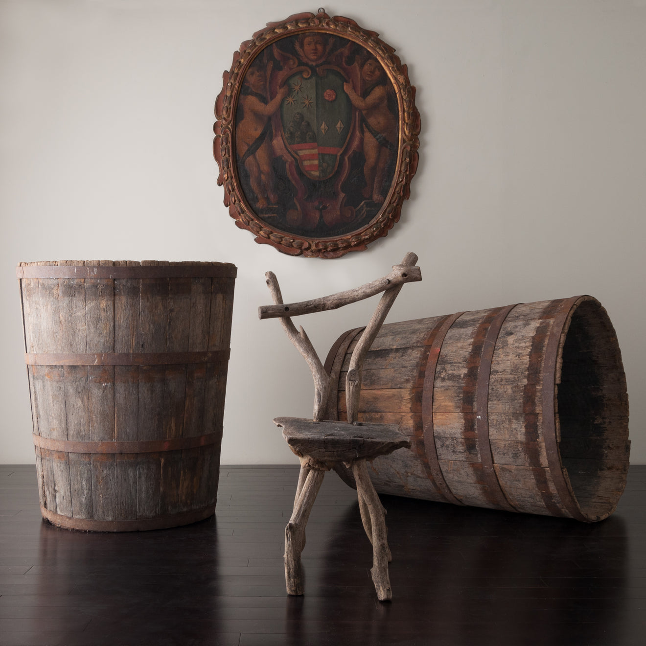 OAK BARREL PLANTER, MEDIUM