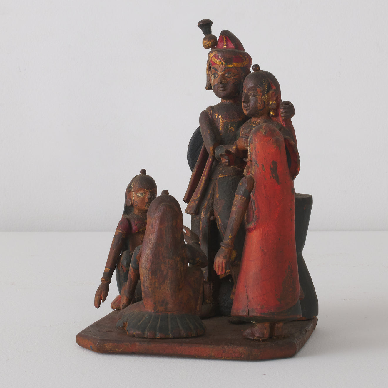 GROUP OF CARVED WOOD DEITY FIGURES