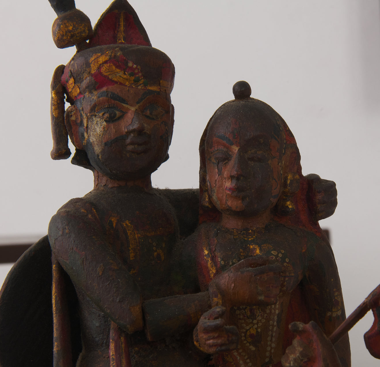 GROUP OF CARVED WOOD DEITY FIGURES