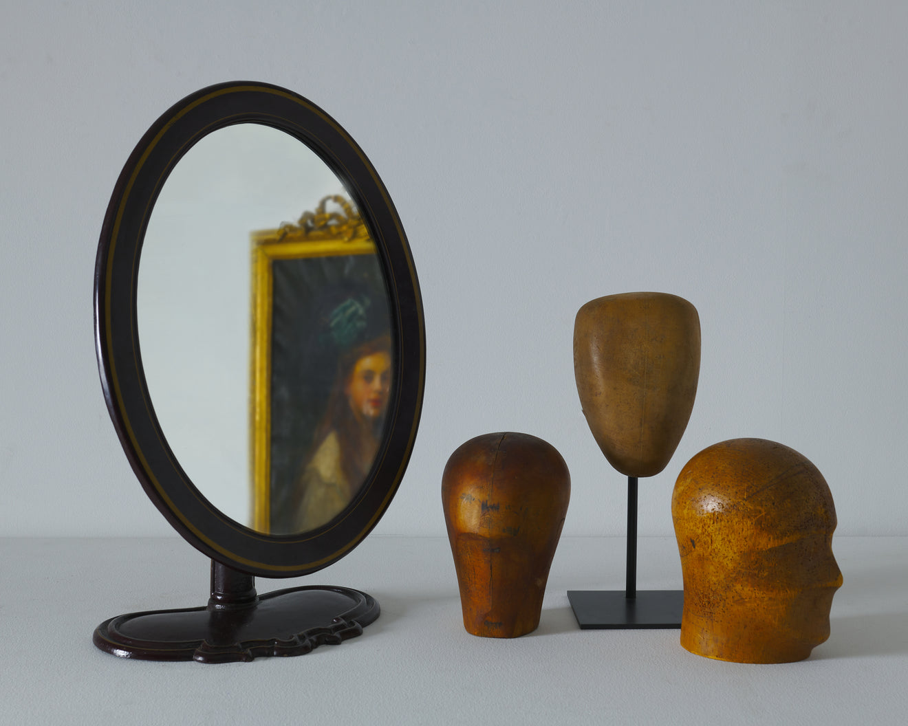 HABERDASHERY PAINTED IRON TABLE-TOP MIRROR, PAT.1850