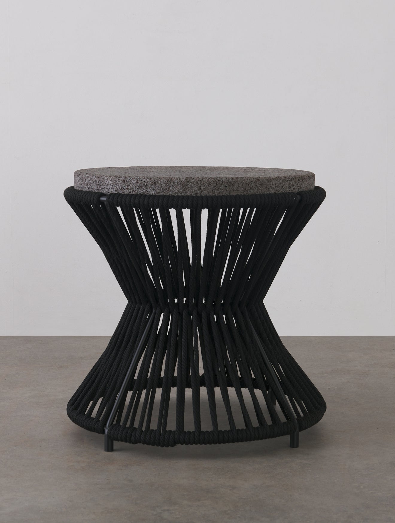 BCW ROUND ROPE PATIO TABLE BY LIKA MOORE, black