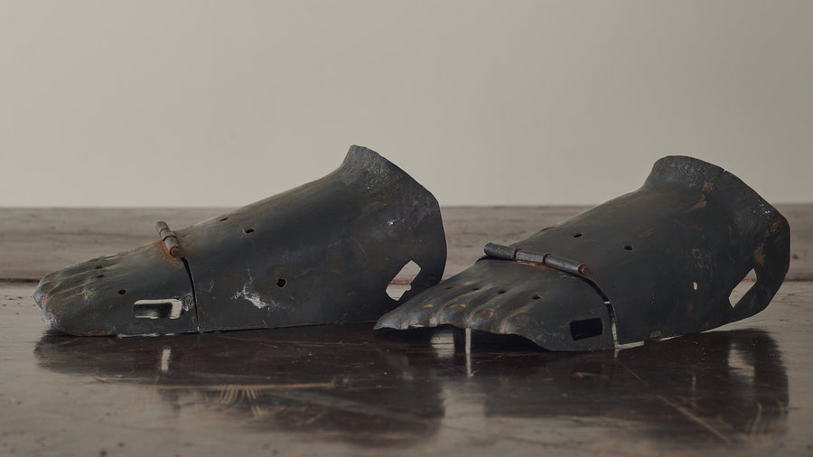 PAIR OF STEEL WARRIOR FOOT GUARDS
