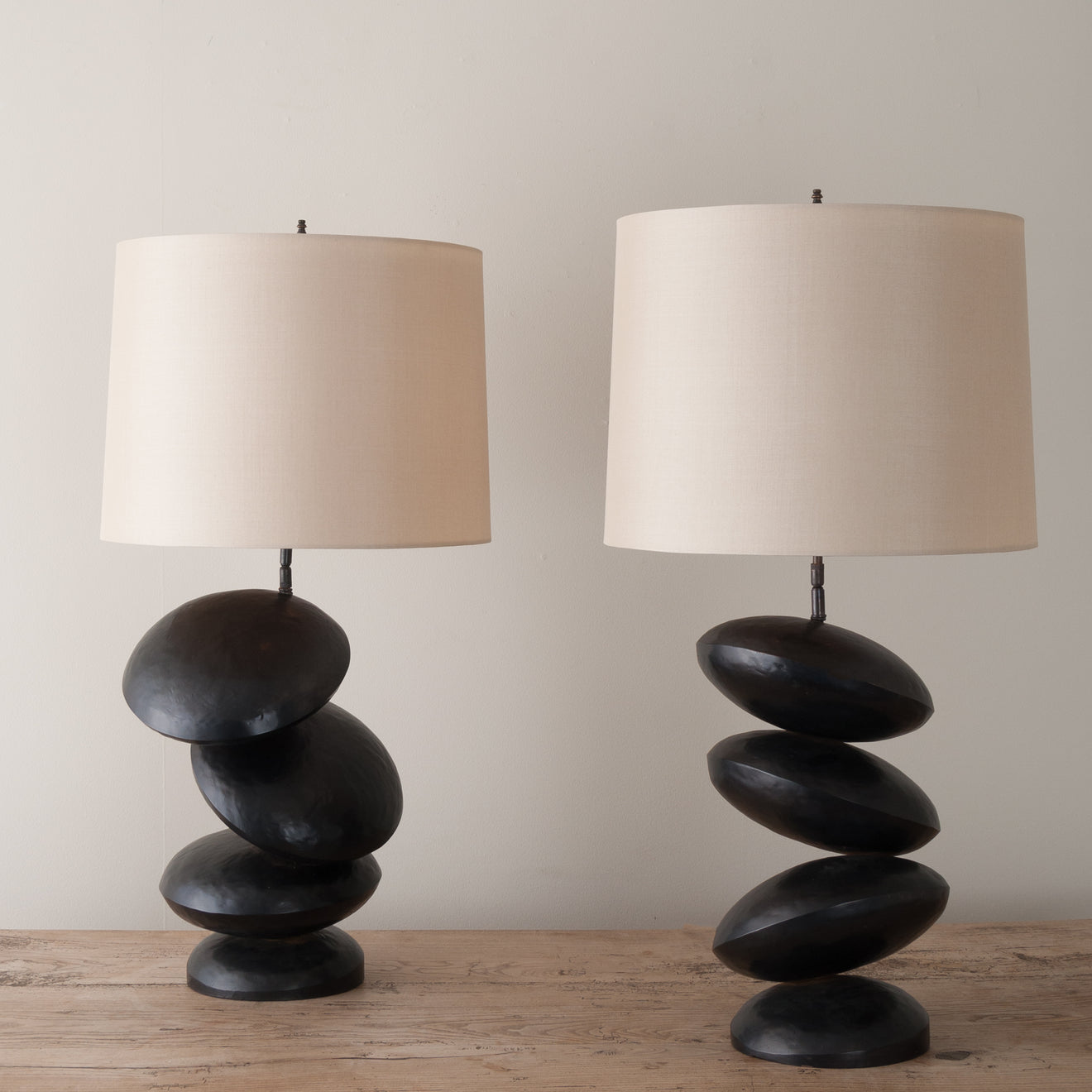 PAIR OF ZEN STONE LAMPS BY JOSE DIAZ