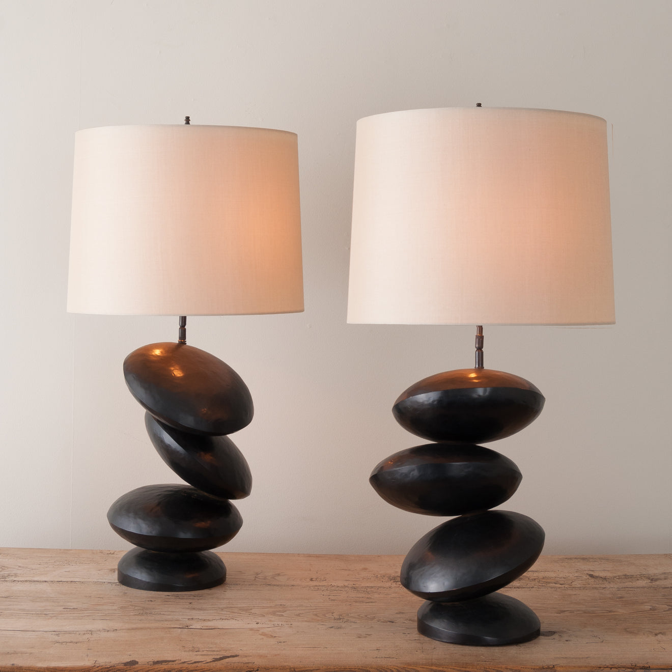 PAIR OF ZEN STONE LAMPS BY JOSE DIAZ