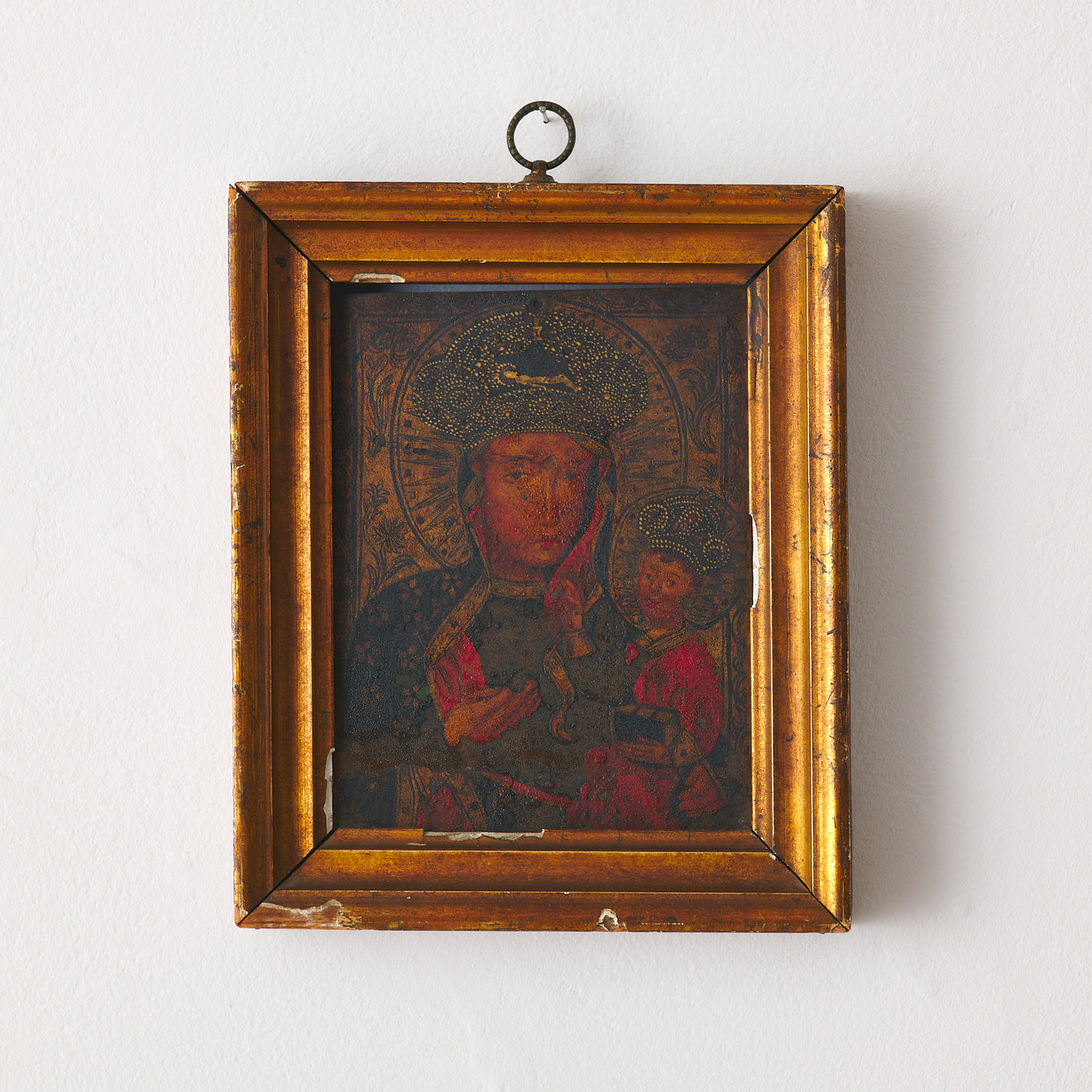 SPANISH COLONIAL BLACK MADONNA DOUBLE SIDED RETABLO
