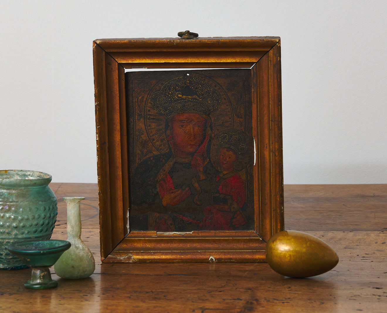 SPANISH COLONIAL BLACK MADONNA DOUBLE SIDED RETABLO