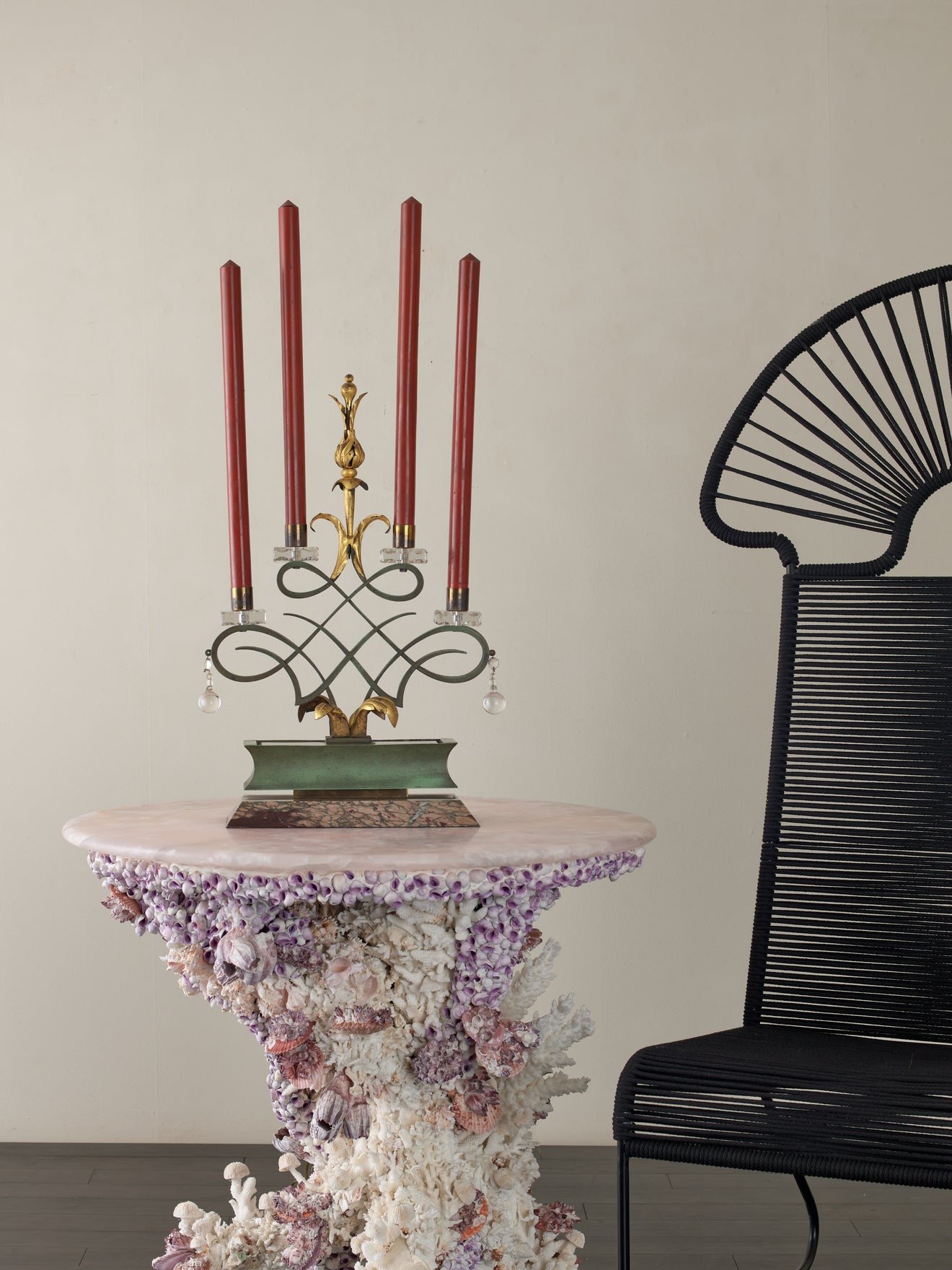 TABLE LAMP IN THE STYLE OF GILBERT POILLERAT
