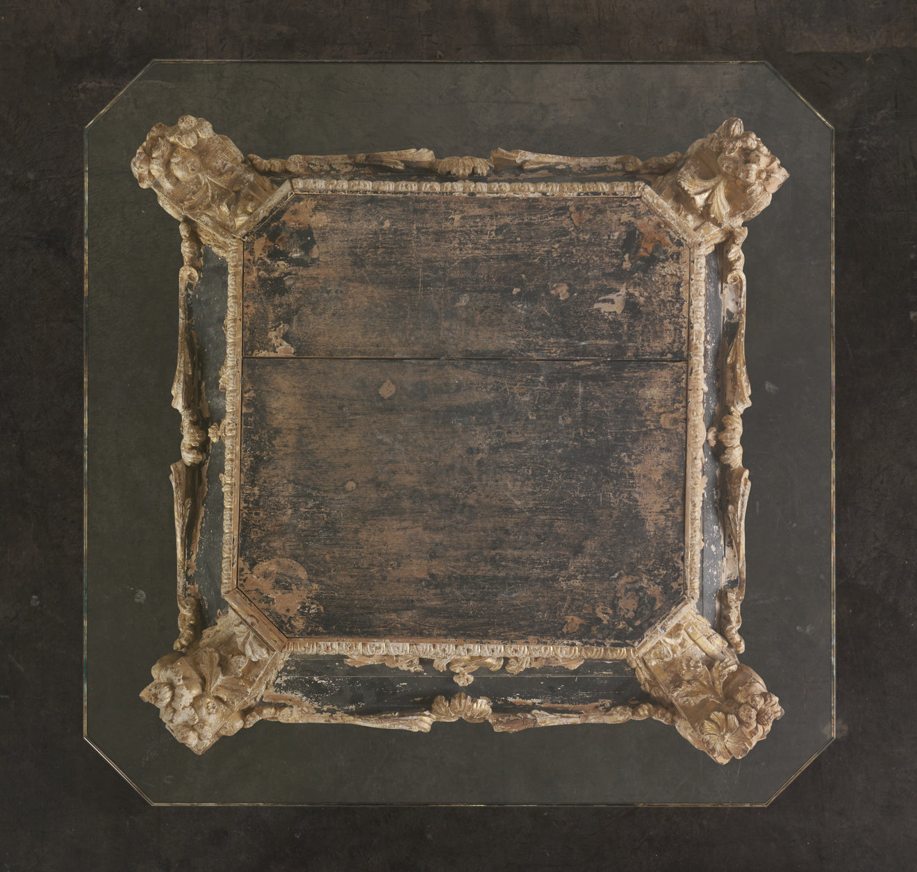 18TH C ARCHITECTURAL GILT CARVED BASE COFFEE TABLE