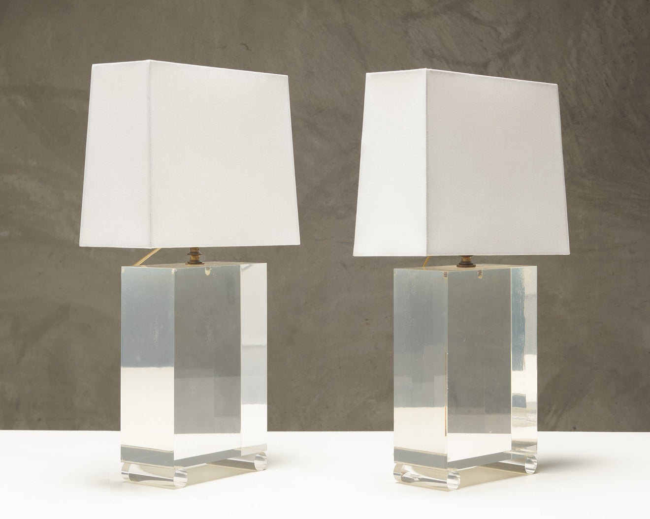 PAIR OF FRENCH PERSPEX LAMPS