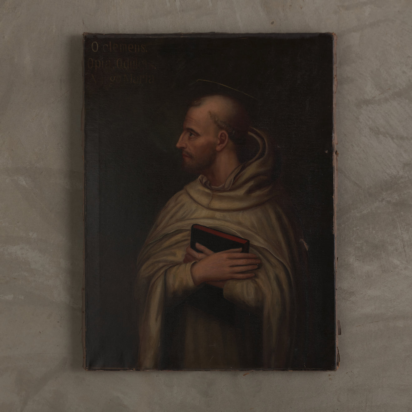 19TH C OIL PORTRAIT PAINTING OF ST BERNARD (SPRING BANK ABBEY MONASTERY OCONOMOWOC, WISCONSIN)