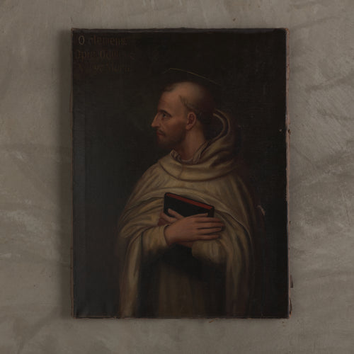 19TH C OIL PORTRAIT PAINTING OF ST BERNARD (SPRING BANK ABBEY MONASTERY OCONOMOWOC, WISCONSIN)