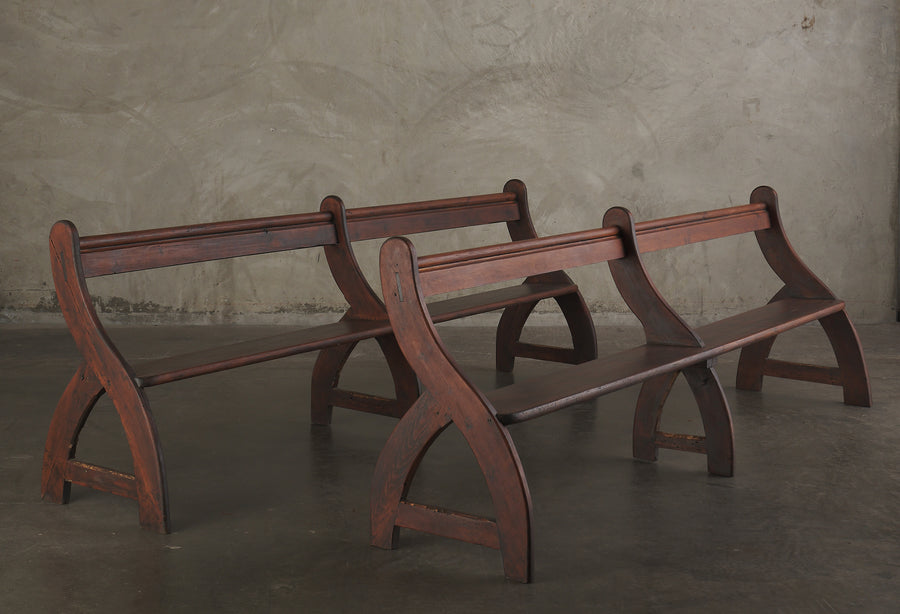 WISHBONE HALL BENCHES, 19TH CENTURY