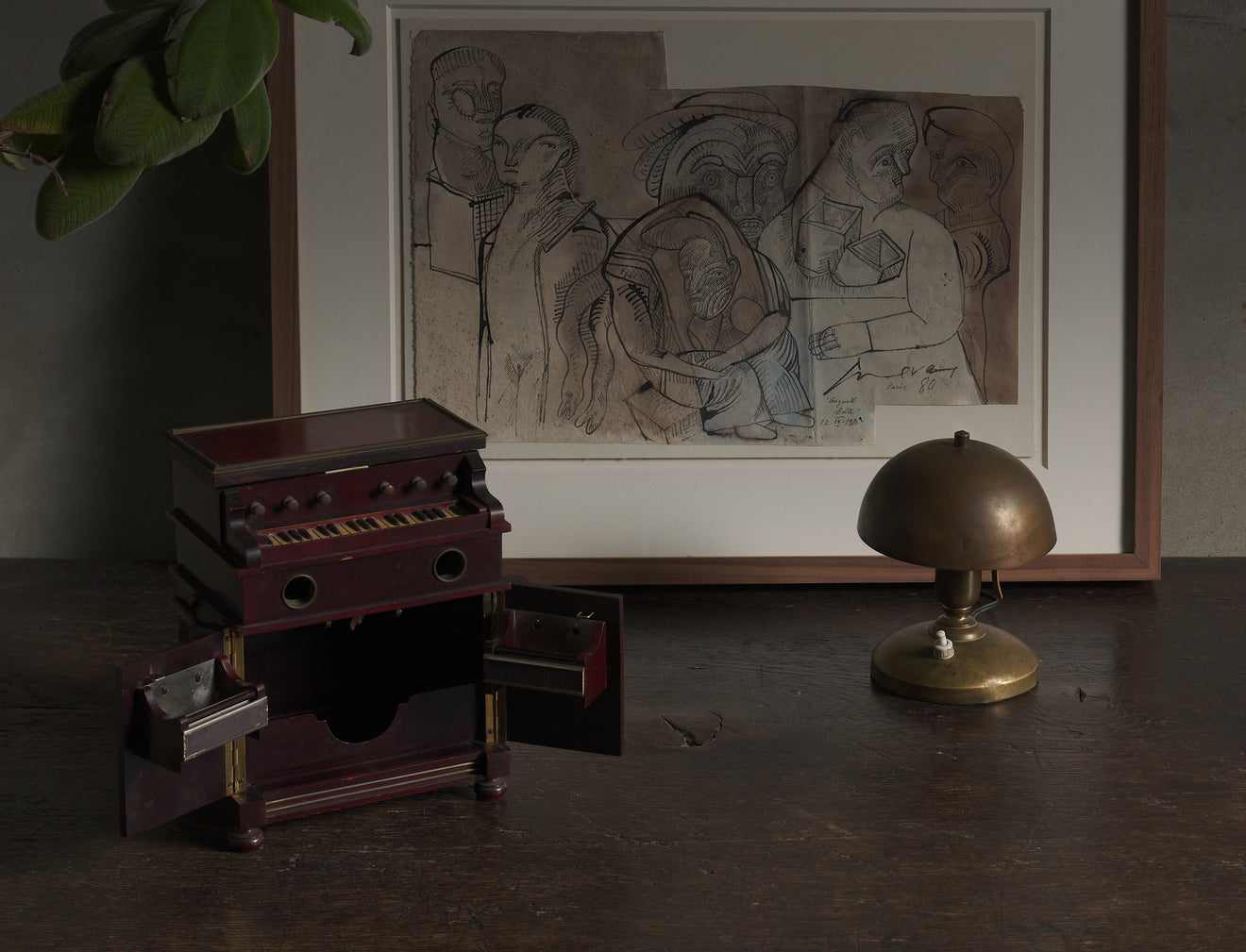 ADJUSTABLE COPPER DOME TABLE LAP IN THE BAUHAUS STYLE