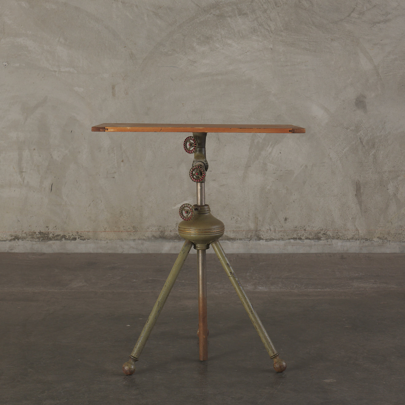 ADJUSTABLE DRAFTING TABLE WITH PAINTED IRON BASE, C1910