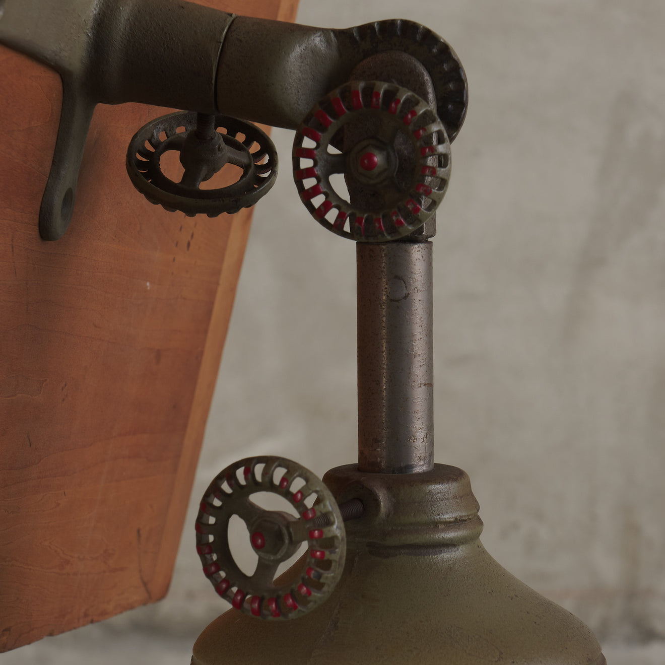 ADJUSTABLE DRAFTING TABLE WITH PAINTED IRON BASE, C1910