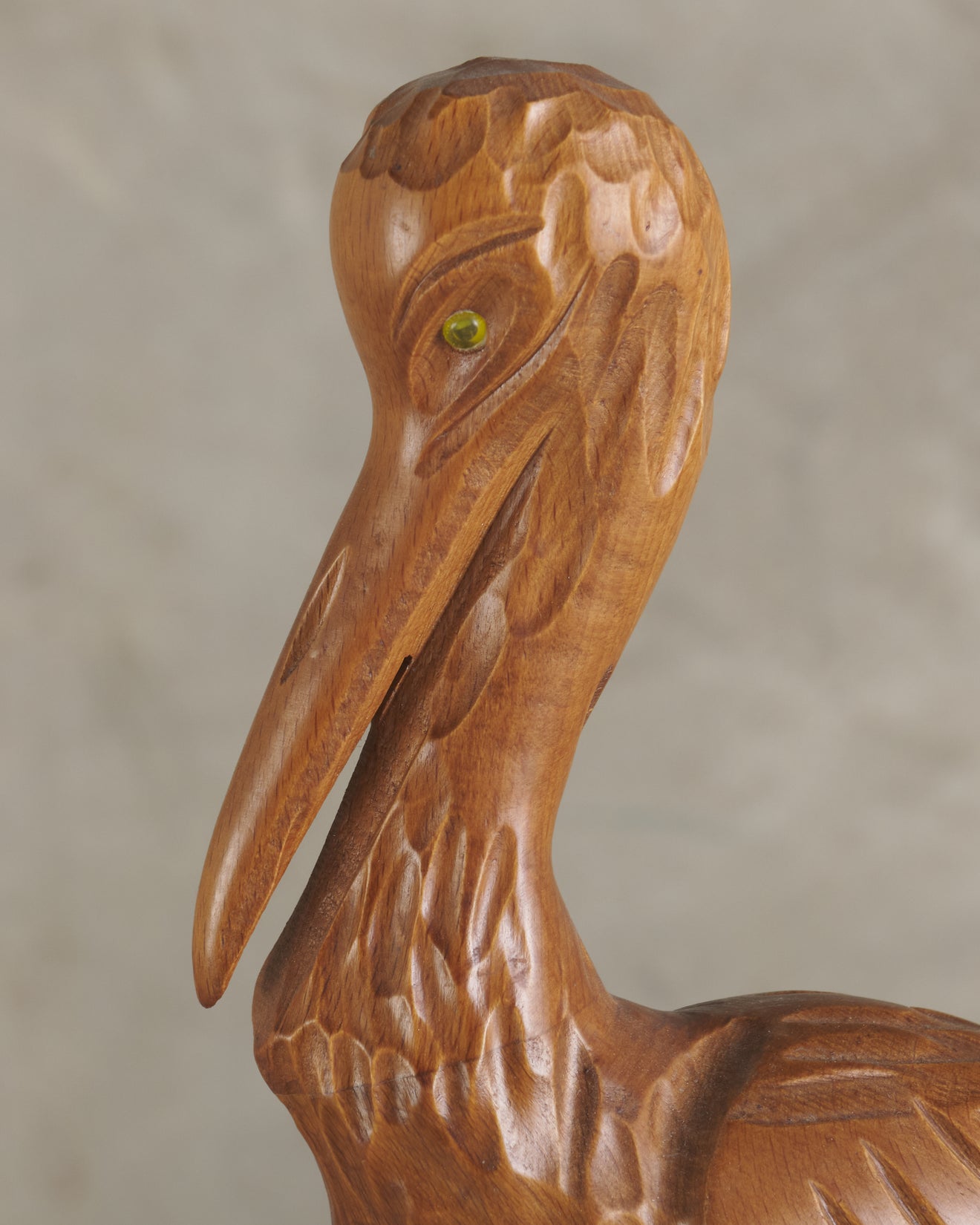 ALDO TURA CARVED WOOD HERON TABLE LAMP, ITALY, MID CENTURY