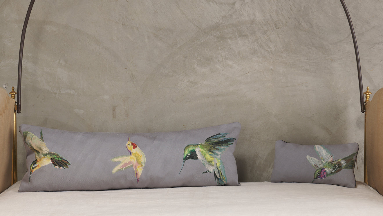 ALEXANDER MCQUEEN AUBUSSON HUMMINGBIRD PILLOW(S): BOLSTER & LUMBAR