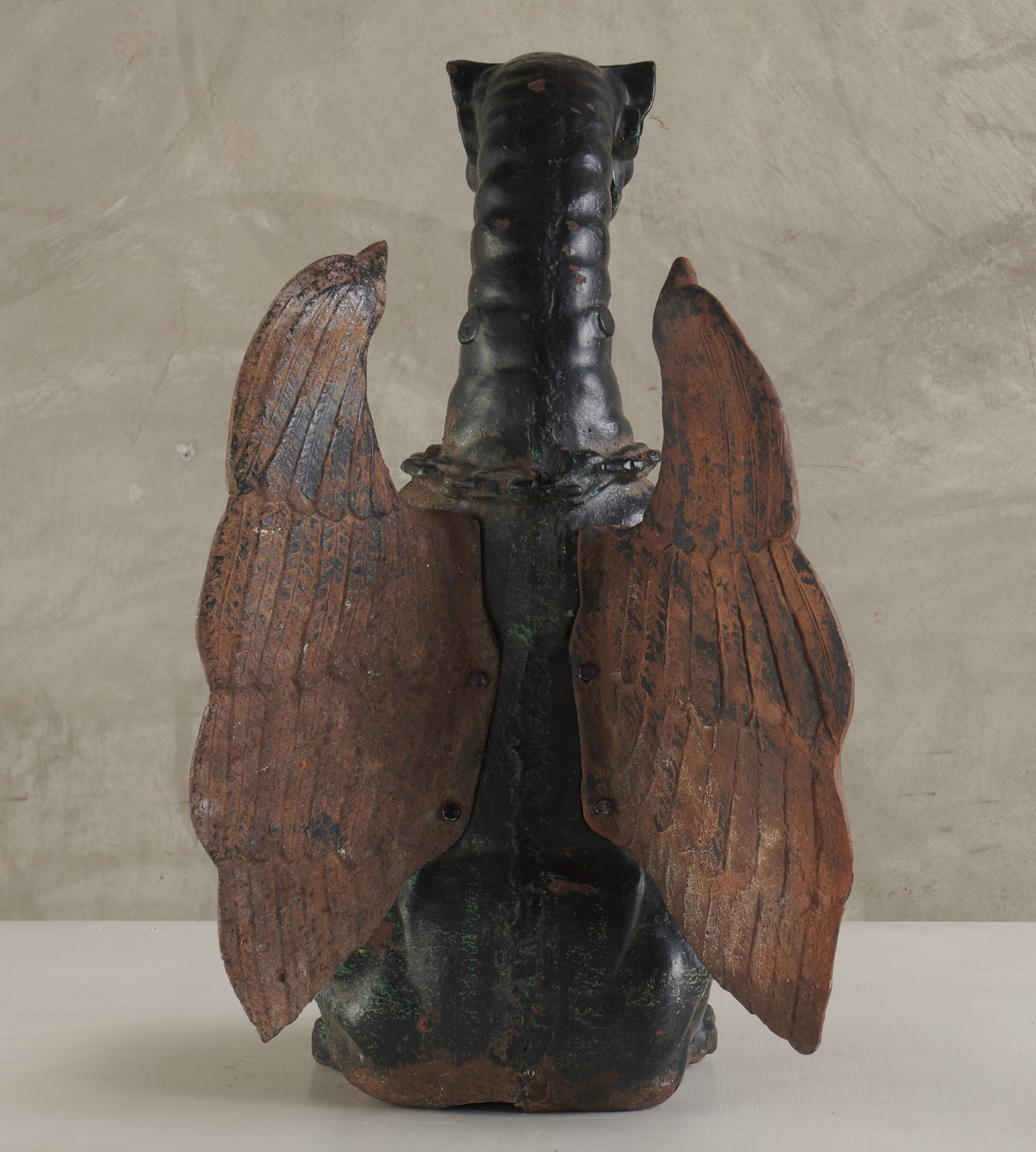 ANTIQUE CAST IRON WINGED GARGOYLE FIGURE, C1900