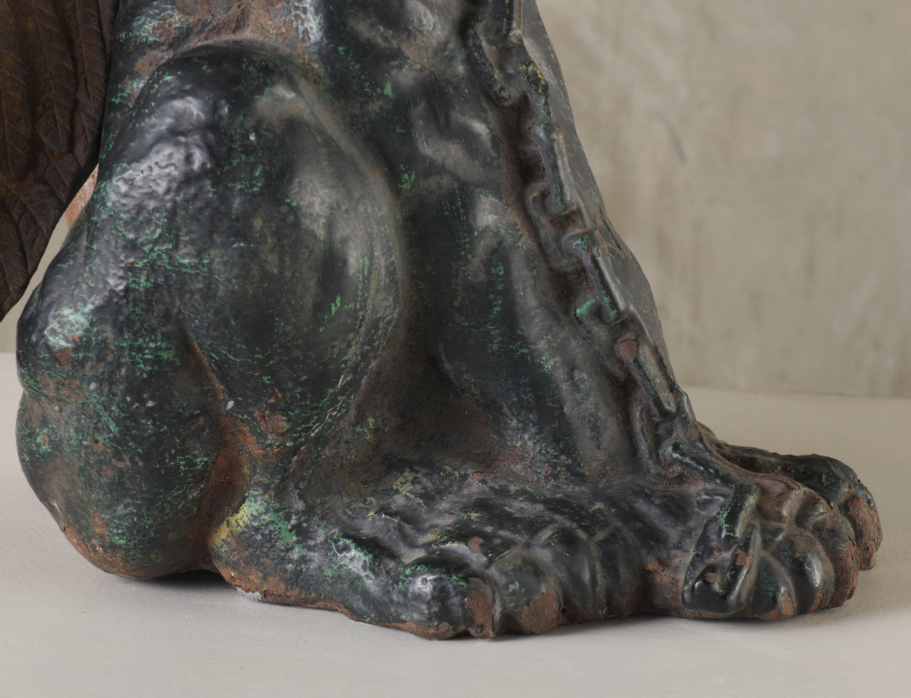 ANTIQUE CAST IRON WINGED GARGOYLE FIGURE, C1900