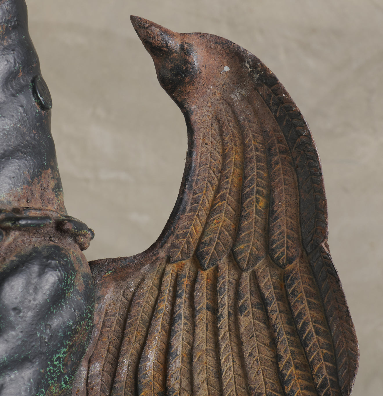 ANTIQUE CAST IRON WINGED GARGOYLE FIGURE, C1900