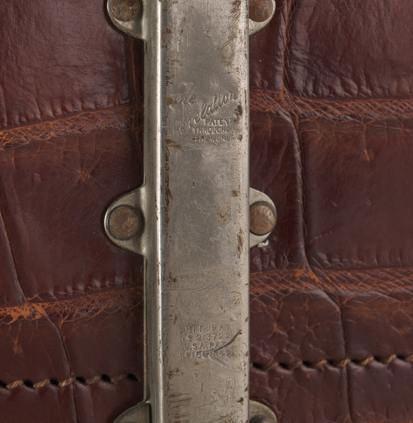 ANTIQUE EXPANDABLE CROCODILE SUITCASE, EARLY 20th C