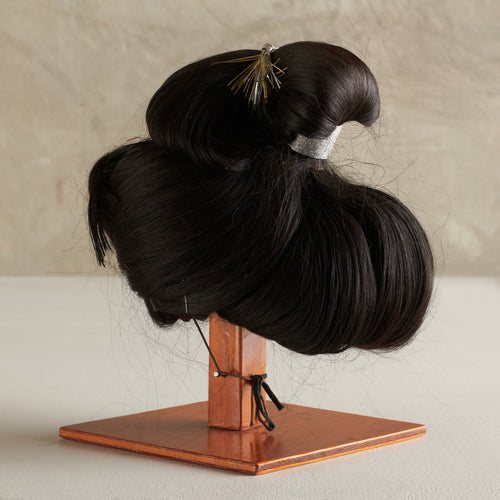 ANTIQUE GEISHA WIG ON STAND