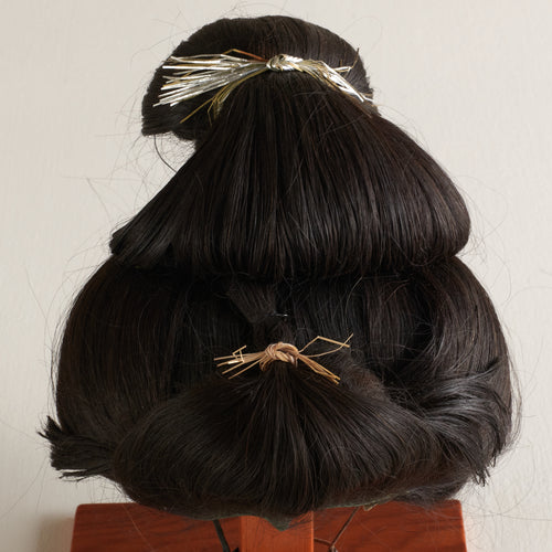 ANTIQUE GEISHA WIG ON STAND