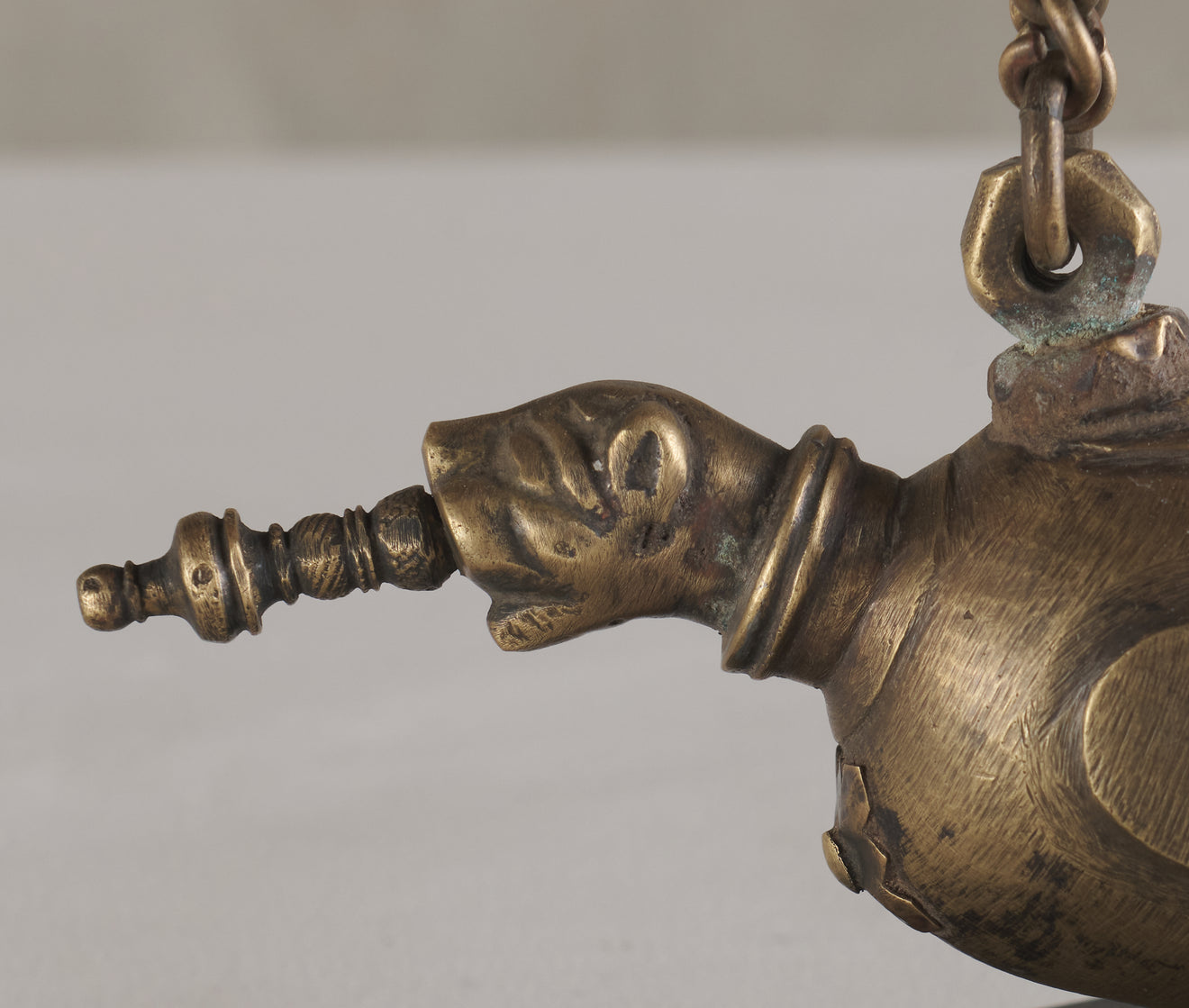 ANTIQUE MANGO SHAPED WATER PIPE ON STAND, INDIA, C1900