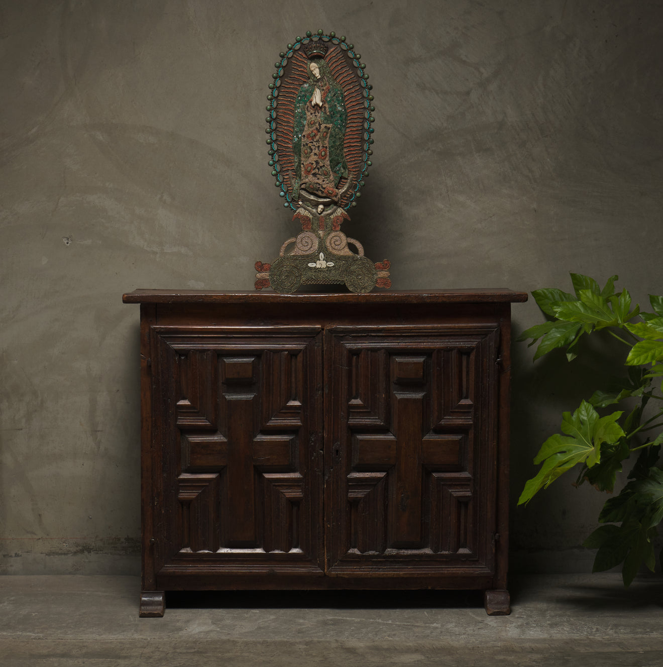 ANTIQUE SPANISH WALNUT 2-DOOR CABINET, 19TH CENTURY