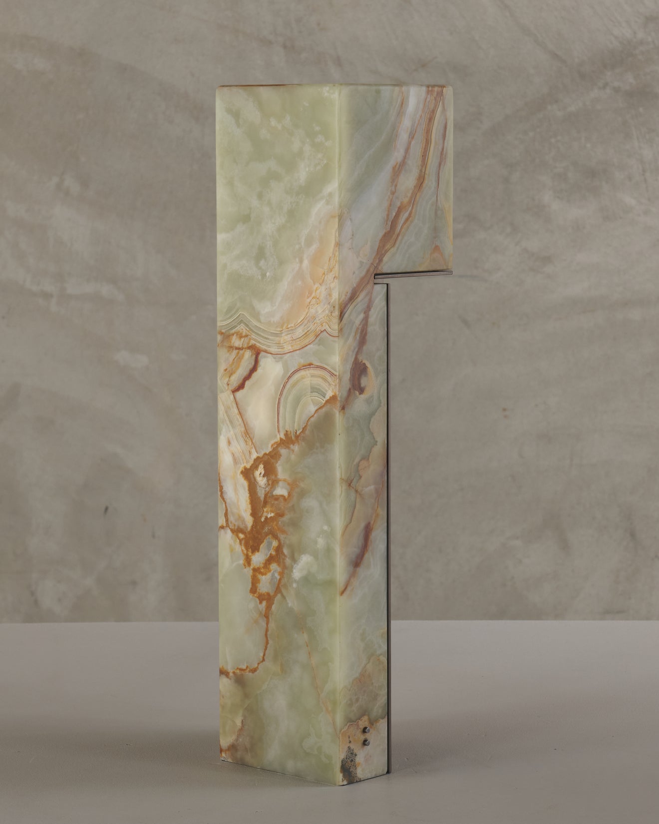 ARCHITECTURAL ONYX AND BRONZE TABLE LAMP