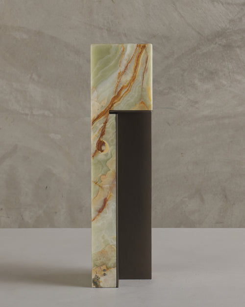 ARCHITECTURAL ONYX AND BRONZE TABLE LAMP