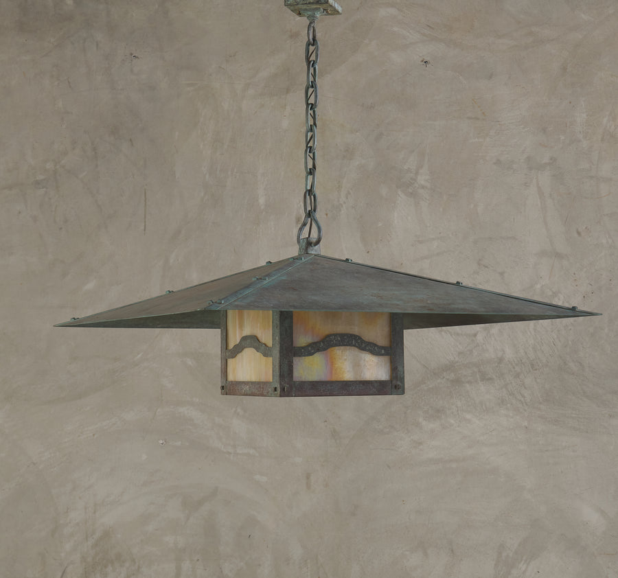 ARTS AND CRAFTS STYLE COPPER HANGING LIGHT