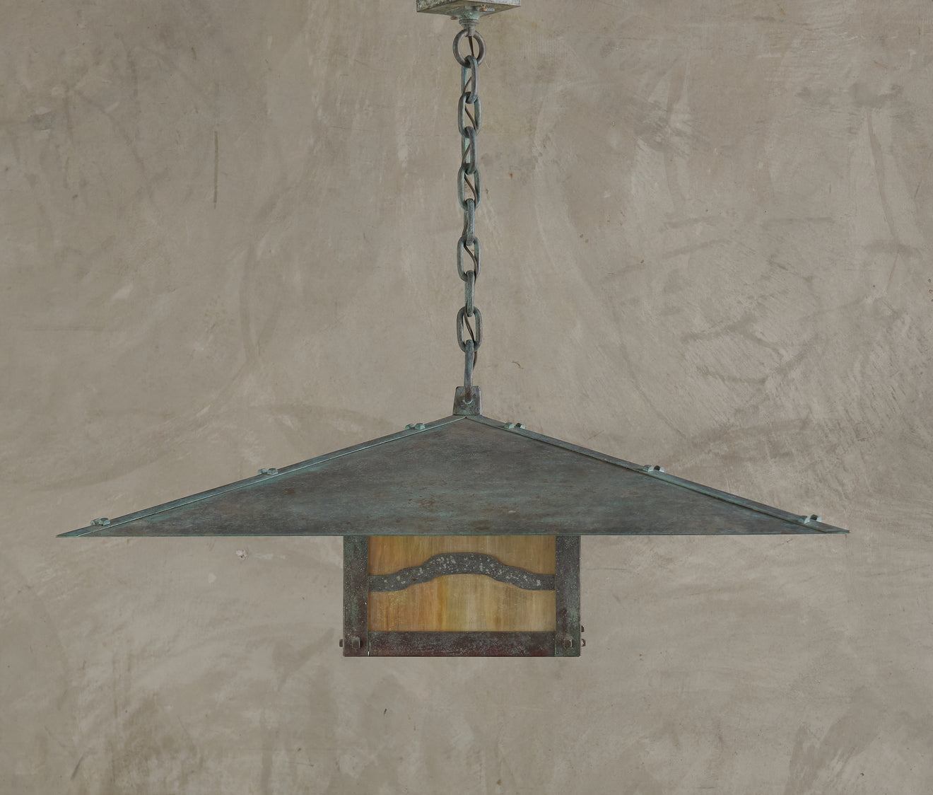 ARTS AND CRAFTS STYLE COPPER HANGING LIGHT
