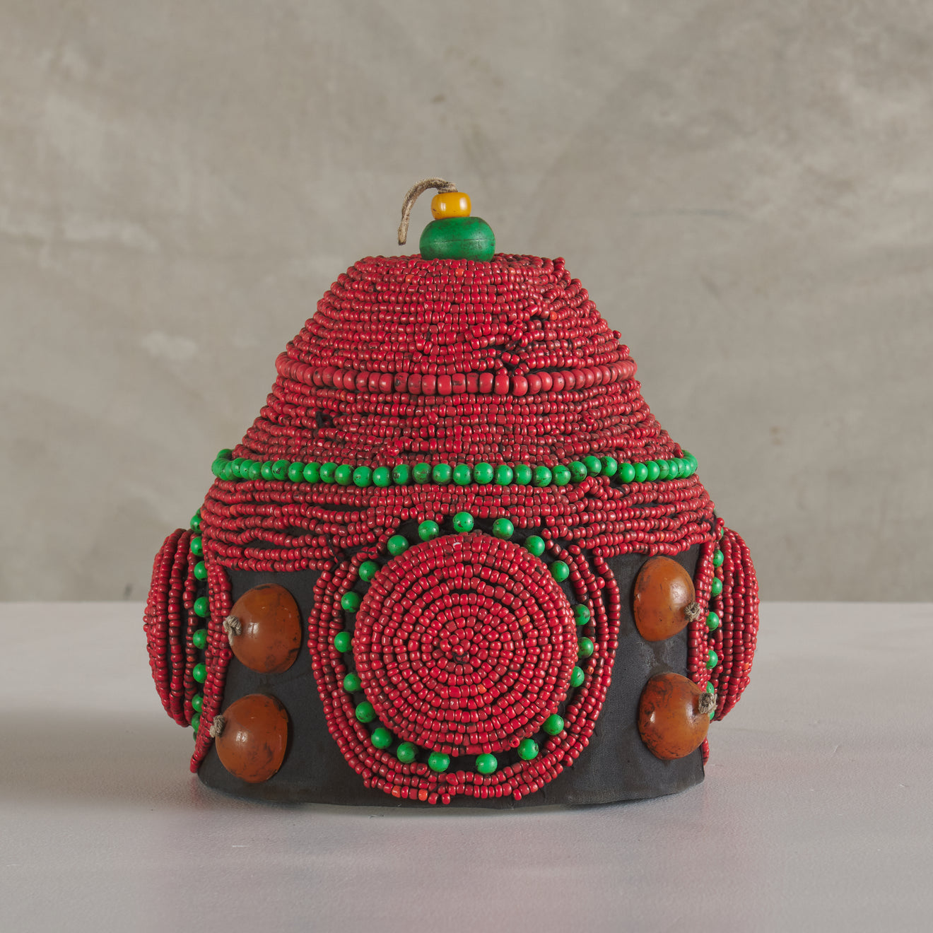 BEADED CEREMONIAL HEADDRESS, MID CENTURY