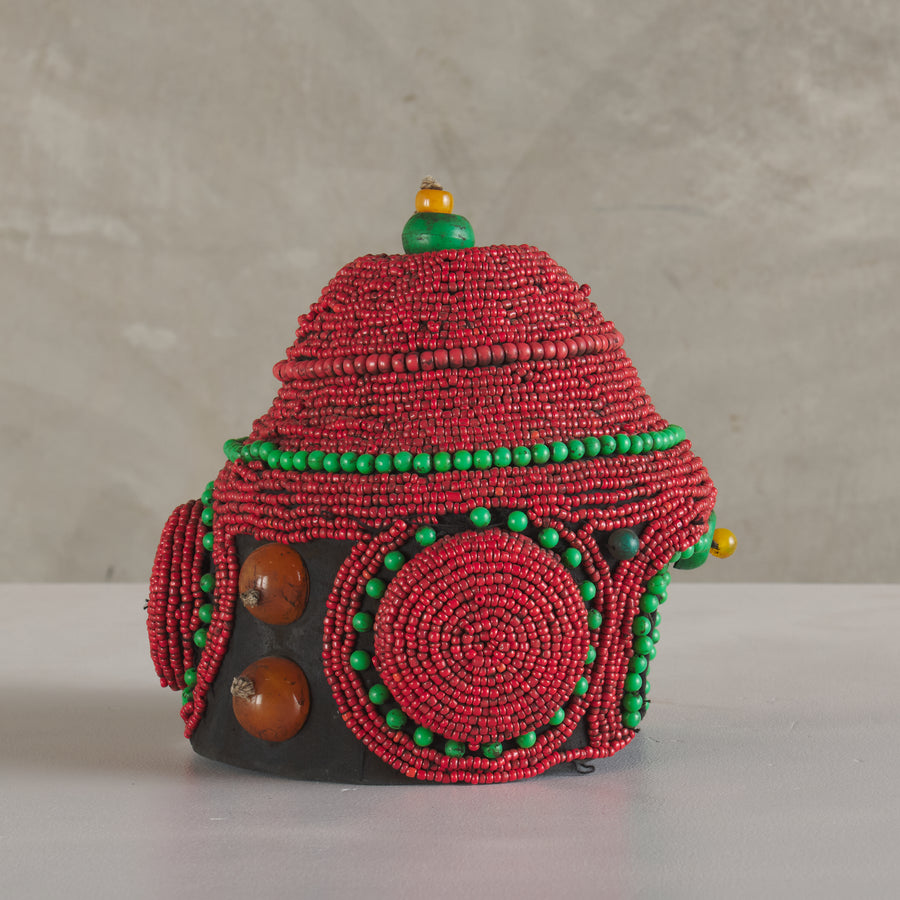 BEADED CEREMONIAL HEADDRESS, MID CENTURY