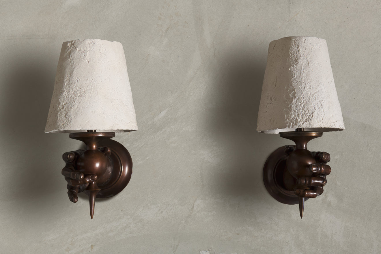 BCW HAND SCONCE WITH PLASTER SHADE