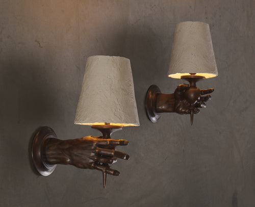 BCW HAND SCONCE WITH PLASTER SHADE