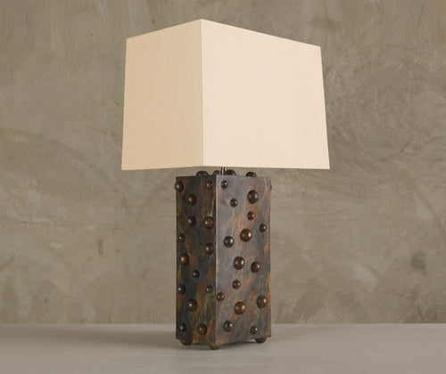 BC WORKSHOP MARBLED VERTICAL STUDDED LAMP BY LIKA MOORE